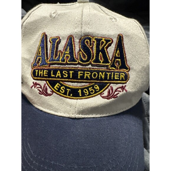 Alaska Men The Last Frontier Embroidered Cap/Hat 100% Cotton Size Large Tan/Blue - Picture 5 of 6